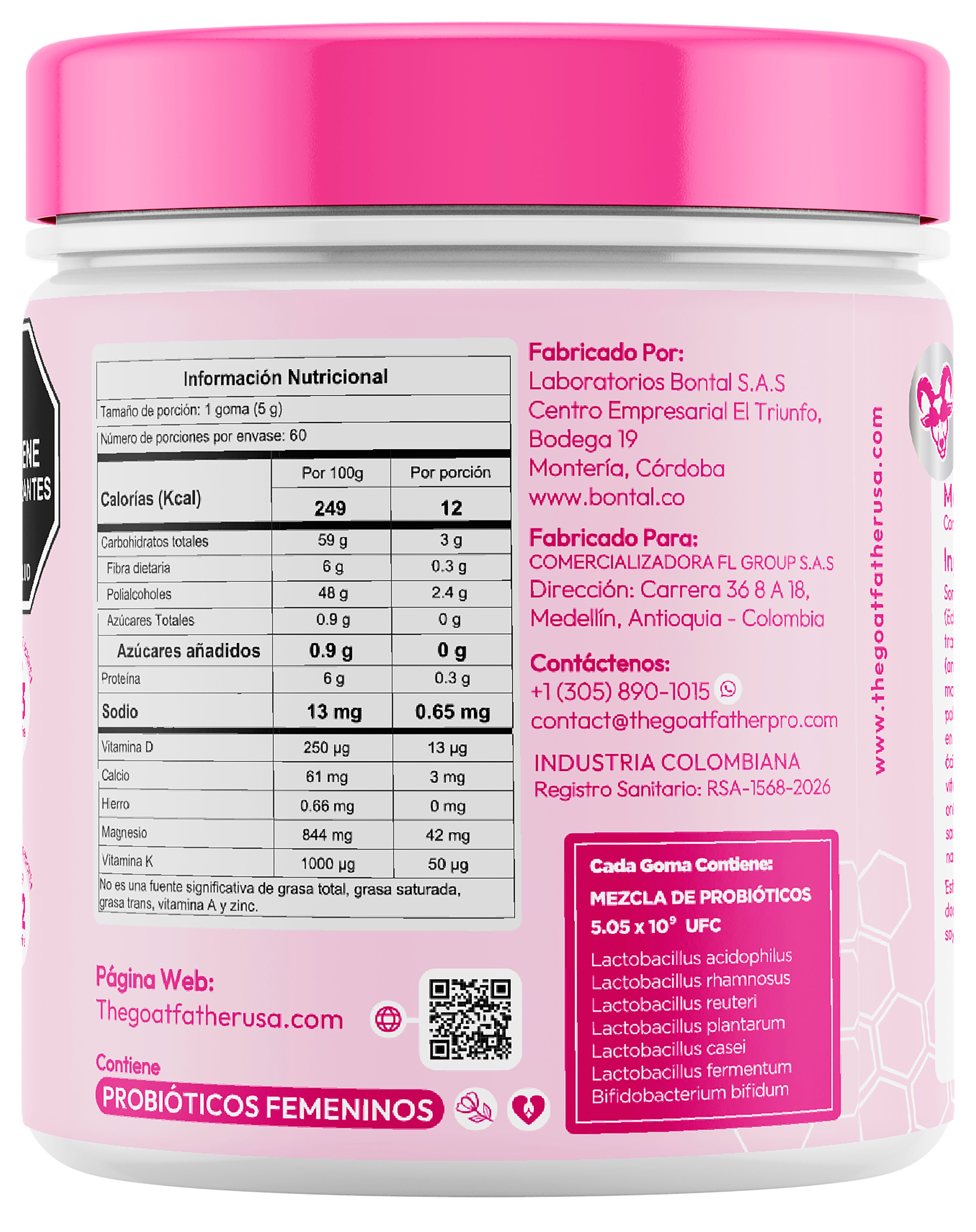 Gomitas K2&D3 + probióticos que apoyan el bienestar femenino Sin Azúcar